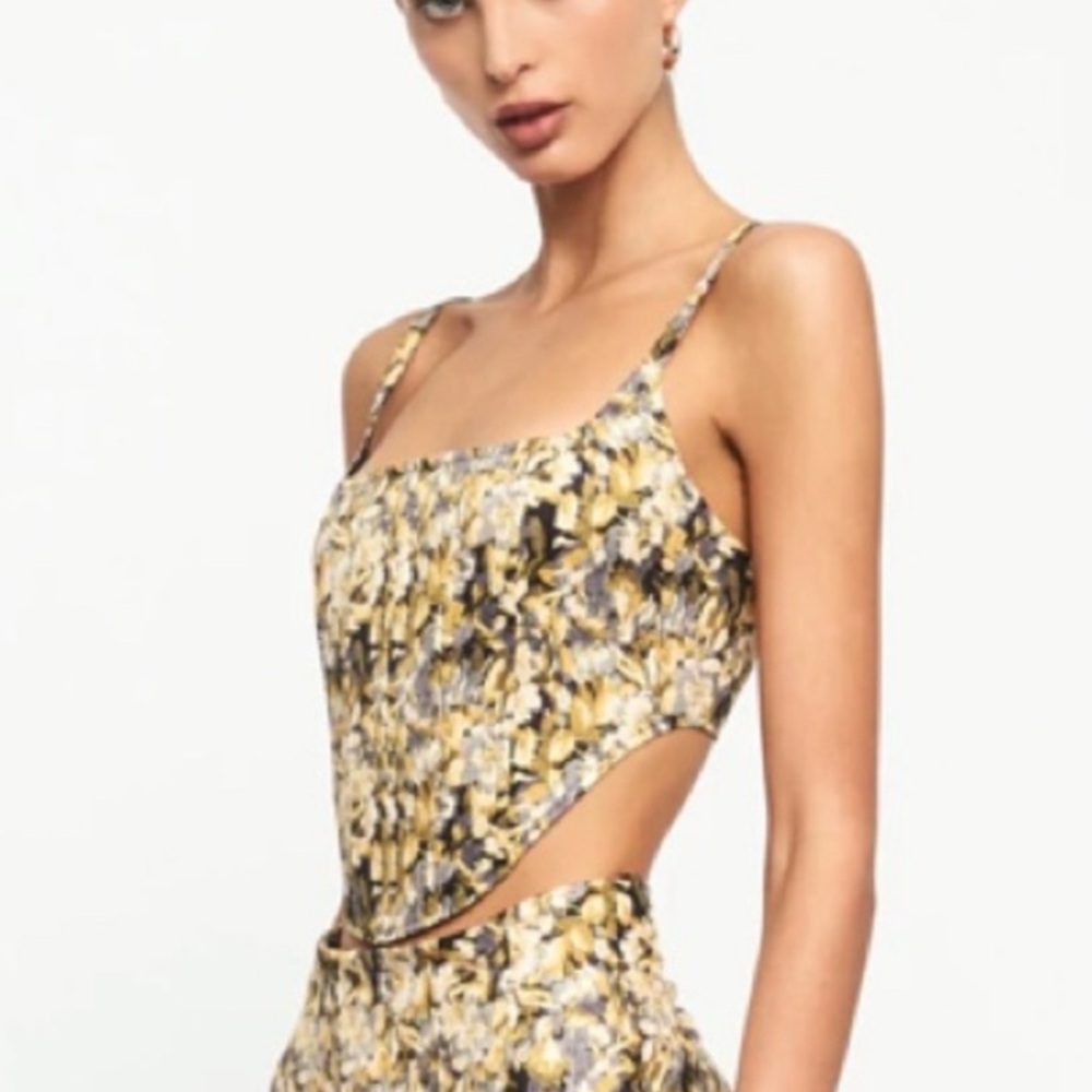 NWT Lioness Tanis Yellow Gold Brocade Corset‎ Crop Top XL 90s Date Going Out